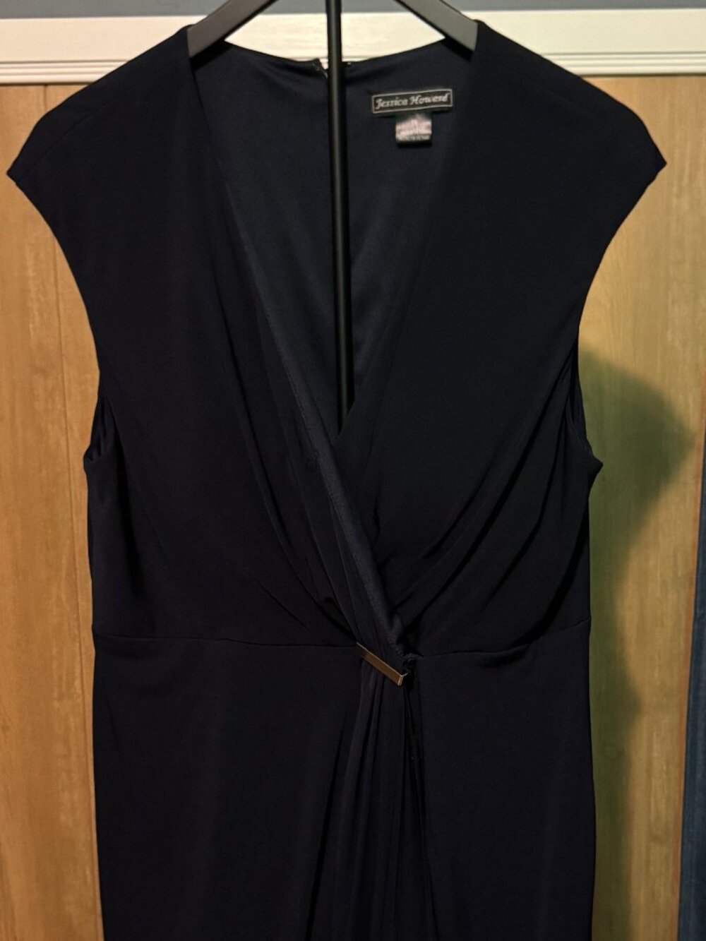 Jessica Howard Navy Blue Faux Wrap Cocktail Dress size 16